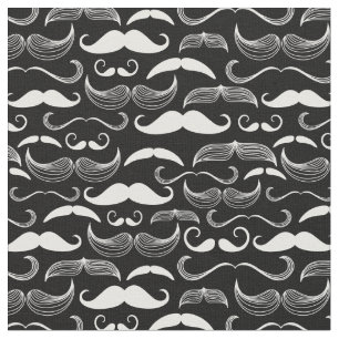 Funny White Mustache Design on Black Stof