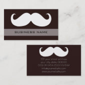 Funny White Mustache en Plain Brown Visitekaartje (Voorkant / Achterkant)