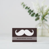 Funny White Mustache en Plain Brown Visitekaartje (Staand voorkant)