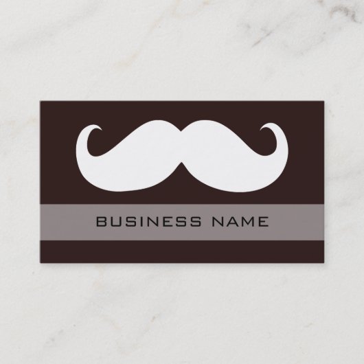 Funny White Mustache en Plain Brown Visitekaartje (Voorkant)
