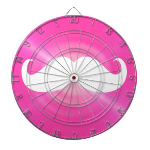 Funny White Mustache op Metal Hot Pink Achtergrond Dartbord