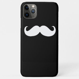 Funny White Mustache op zwarte achtergrond iPhone 11 Pro Max Hoesje
