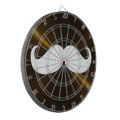 Funny White Mustache over Metal Background Dartbord (Voorkant Links)