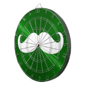 Funny White Mustache over Metal Green Background Dartbord (Voorkant Rechts)
