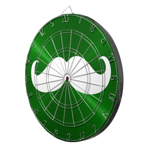 Funny White Mustache over Metal Green Background Dartbord (Voorkant Rechts)
