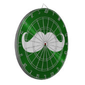 Funny White Mustache over Metal Green Background Dartbord (Voorkant Links)