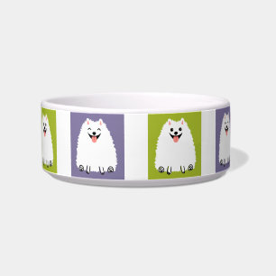 Funny White Pomeranian Cartoon Dog Cute Pommie Voerbakje