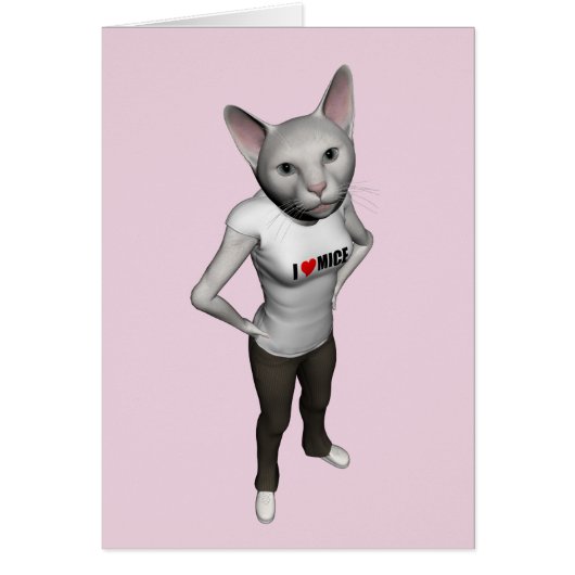 Funny White Siamese Cat houdt van muizen (Voorkant)