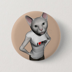 Funny White Siamese Cat houdt van muizen Ronde Button 5,7 Cm