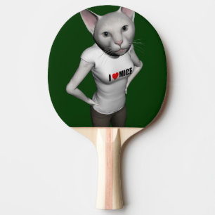 Funny White Siamese Cat houdt van muizen Tafeltennisbatje
