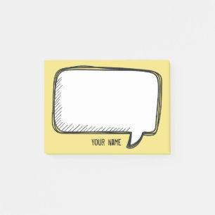 Funny White Talk Bubble yellow Personary Name Post-it® Notes
