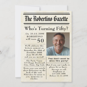 Funny Who's Turning Fifty Newspaper 50ste verjaard Kaart
