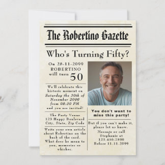 Funny Who's Turning Fifty Newspaper 50ste verjaard Kaart