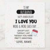 Funny Wife tegen Husband Humor Bericht over Jubile Wijn Etiket (Enkel label)