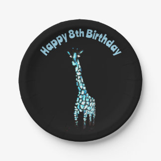 Funny Wild Animal Blue Giraffe Age Birthday Papieren Bordje