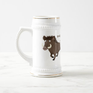 Funny wild boar razorback cartoon illustratie bierpul