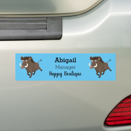Funny wild boar razorback cartoon illustratie bumpersticker (Op auto)