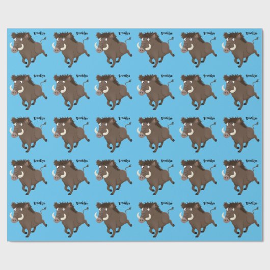 Funny wild boar razorback cartoon illustratie cadeaupapier (Vlak)