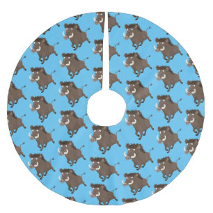 Funny wild boar razorback cartoon illustratie kerstboom rok