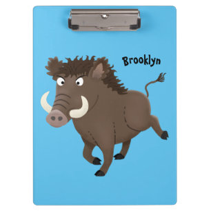 Funny wild boar razorback cartoon illustratie klembord