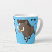 Funny wild boar razorback cartoon illustratie latte mok (Rechterhoek)