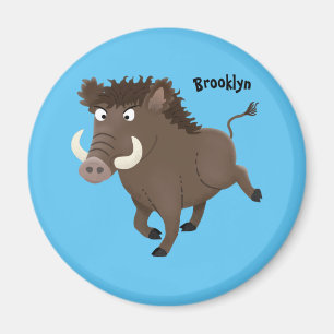 Funny wild boar razorback cartoon illustratie magneet