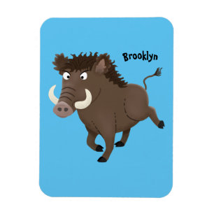 Funny wild boar razorback cartoon illustratie magneet