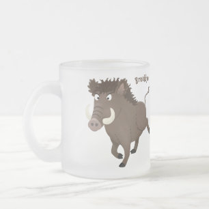 Funny wild boar razorback cartoon illustratie matglas koffiemok