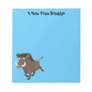 Funny wild boar razorback cartoon illustratie notitieblok