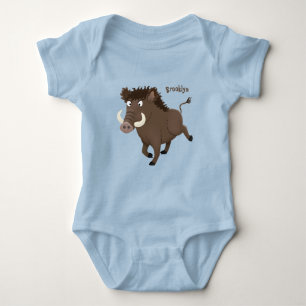 Funny wild boar razorback cartoon illustratie romper