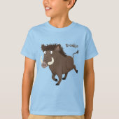 Funny wild boar razorback cartoon illustratie t-shirt (Voorkant)