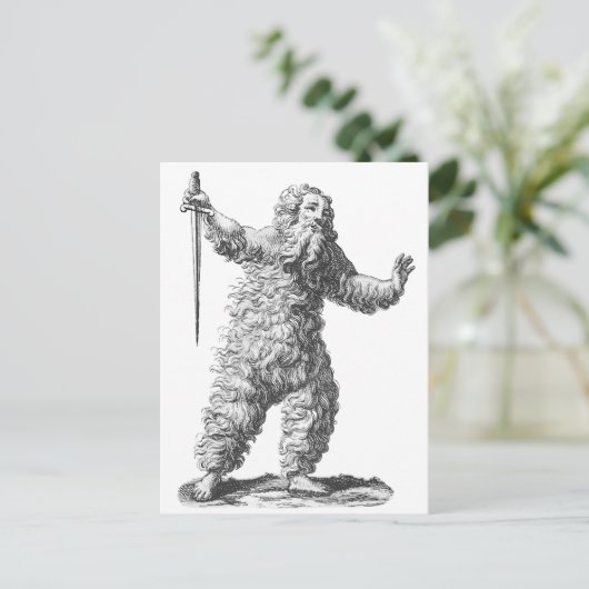 Funny Wild Man op een Rampage - Medieval Legend Briefkaart (Staand voorkant)