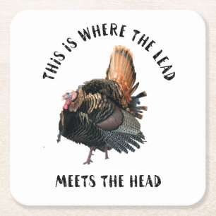 Funny Wild Turkey Hunting Quote Man Cave Onderzett Vierkante Kartonnen Onderzetter