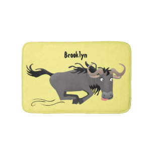 Funny wildebeest die de illustratie van de cartoon badmat
