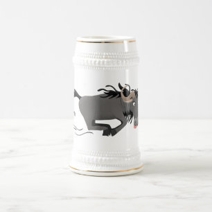 Funny wildebeest die de illustratie van de cartoon bierpul