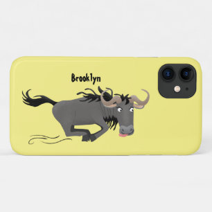 Funny wildebeest die de illustratie van de cartoon iPhone 11 hoesje