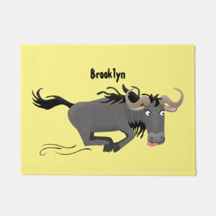 Funny wildebeest die de illustratie van de cartoon deurmat