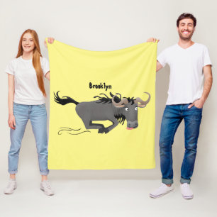 Funny wildebeest die de illustratie van de cartoon fleece deken