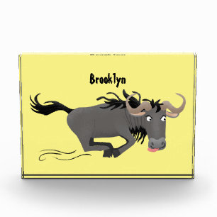 Funny wildebeest die de illustratie van de cartoon fotoblokken