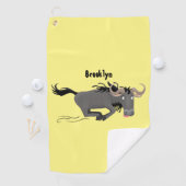Funny wildebeest die de illustratie van de cartoon golfhanddoek (Insitu)
