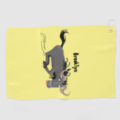 Funny wildebeest die de illustratie van de cartoon golfhanddoek (Horizontaal)