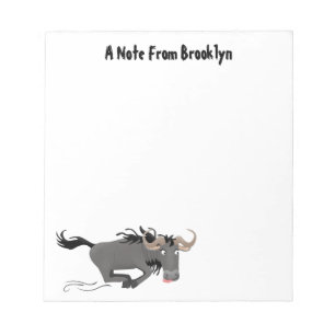 Funny wildebeest die de illustratie van de cartoon notitieblok