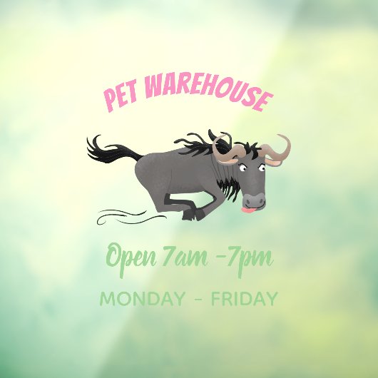 Funny wildebeest die de illustratie van de cartoon raamsticker (Vel 3)