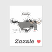 Funny wildebeest die de illustratie van de cartoon sticker (Vel)