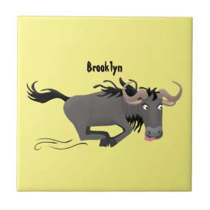 Funny wildebeest die de illustratie van de cartoon tegeltje