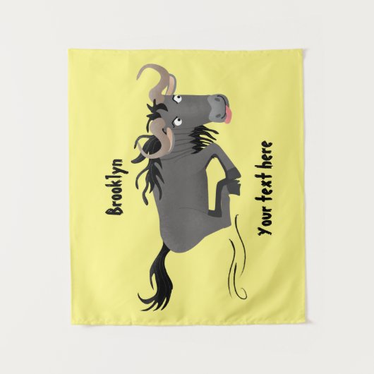 Funny wildebeest die de illustratie van de cartoon wandkleed (Voorkant)