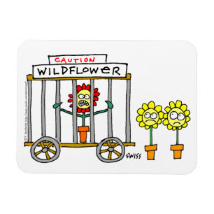 Funny Wildflower Cartoon Crazy Wild Flower Magneet