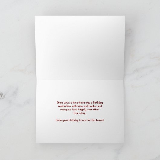 Funny Wine and Book Lover Verjaardags Kaart (Binnen)