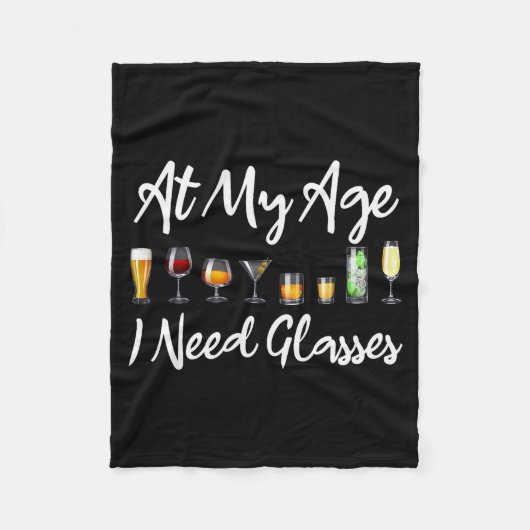 Funny Wine Beer Tail Lover At My Age I Need Gles Fleece Deken (Voorkant)