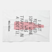 Funny Wine Bottle Gezegde Naam Rosé Roze Zwart Nic Theedoek (Horizontaal)